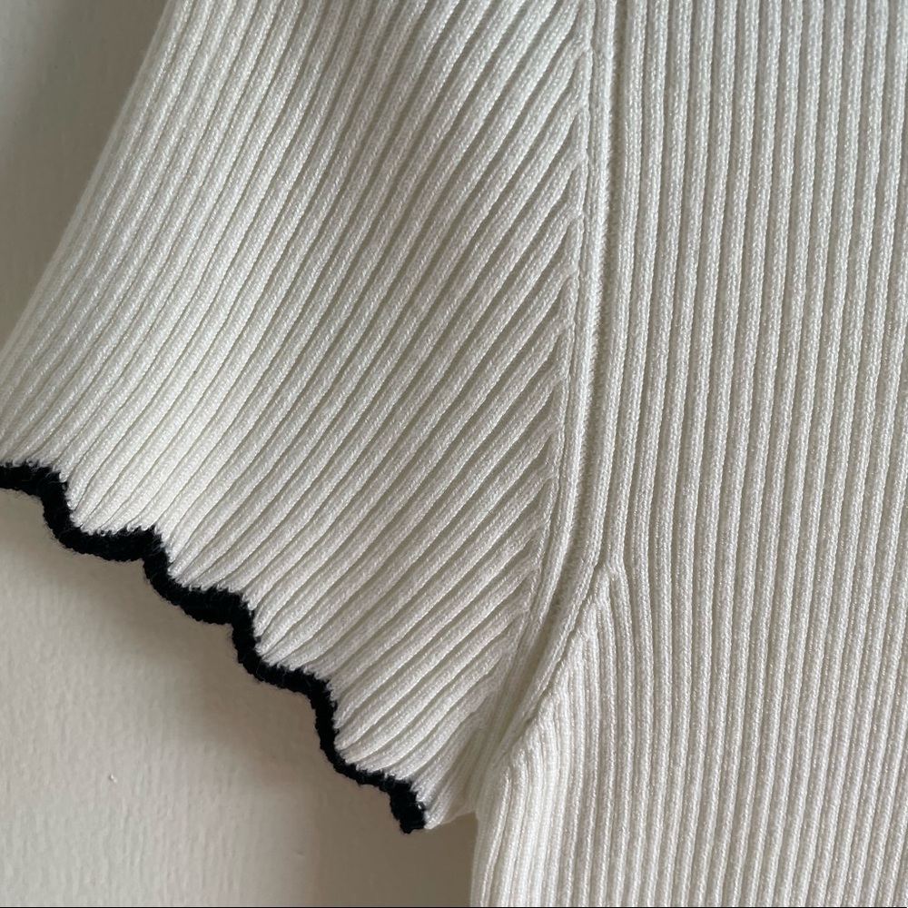 White Ribbed Top - Picture 3 of 5